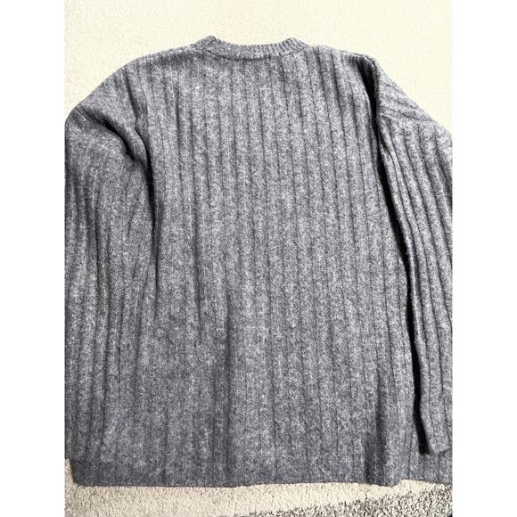 H&M Womens Sz Small Crew Neck Long Sleeve Ribbed Pullover Oversized Sweater Gray - Picture 3 of 12